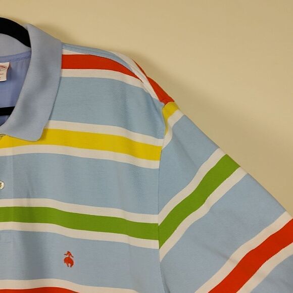 Brooks Brothers Striped Original Fit Preppy Performance Polo Shirt Size XL - Picture 3 of 12